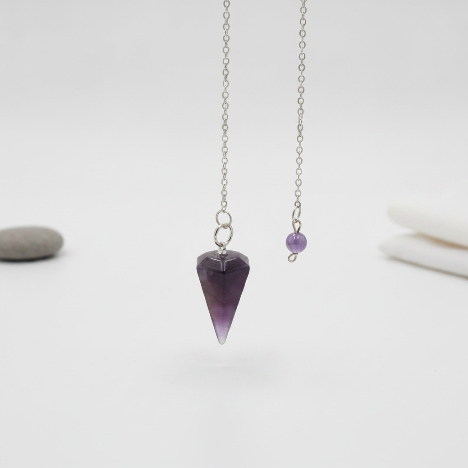 Pendule Reiki Hexagonal en Pierre Naturelle - Pendentif Cristal de Guérison pour Méditation