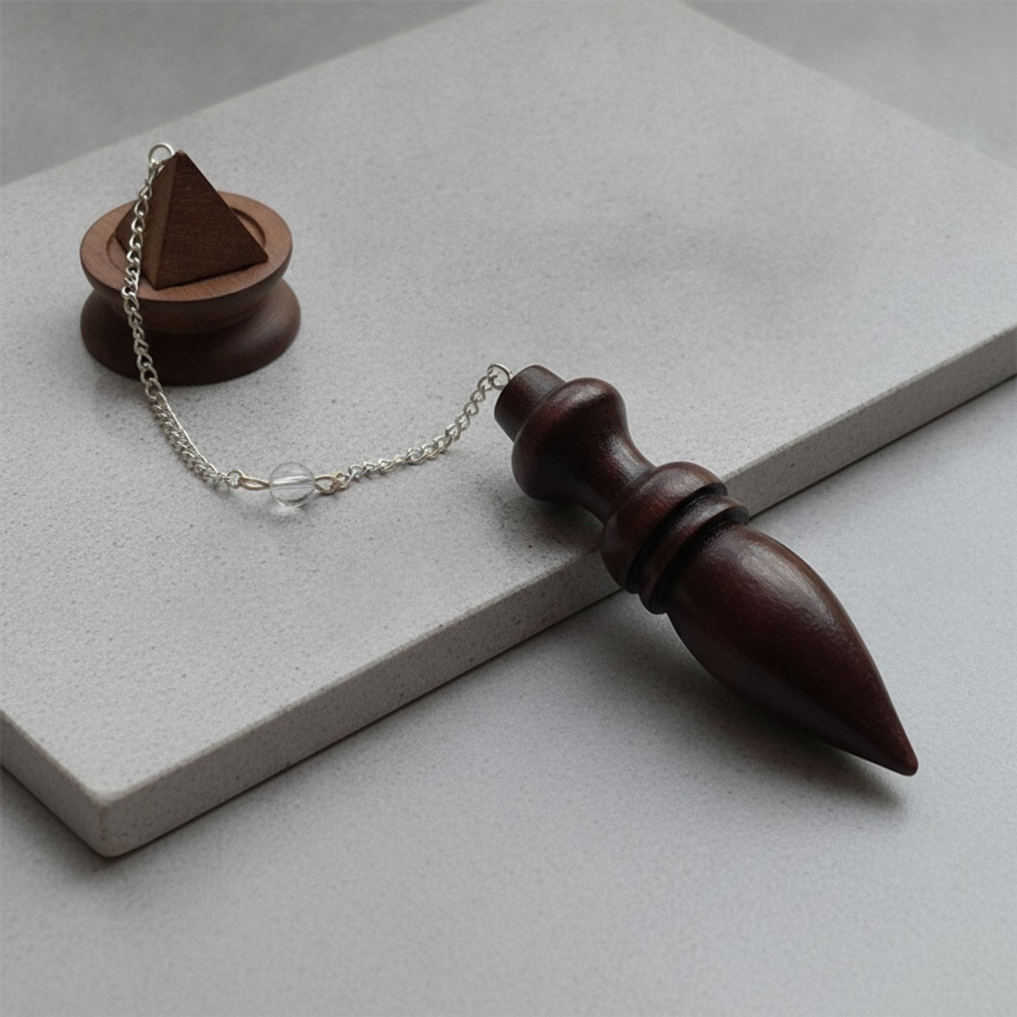 Pendule Spirituel en Bois Égyptien Naturel avec Témoin - Idéal Méditation & Radiesthésie