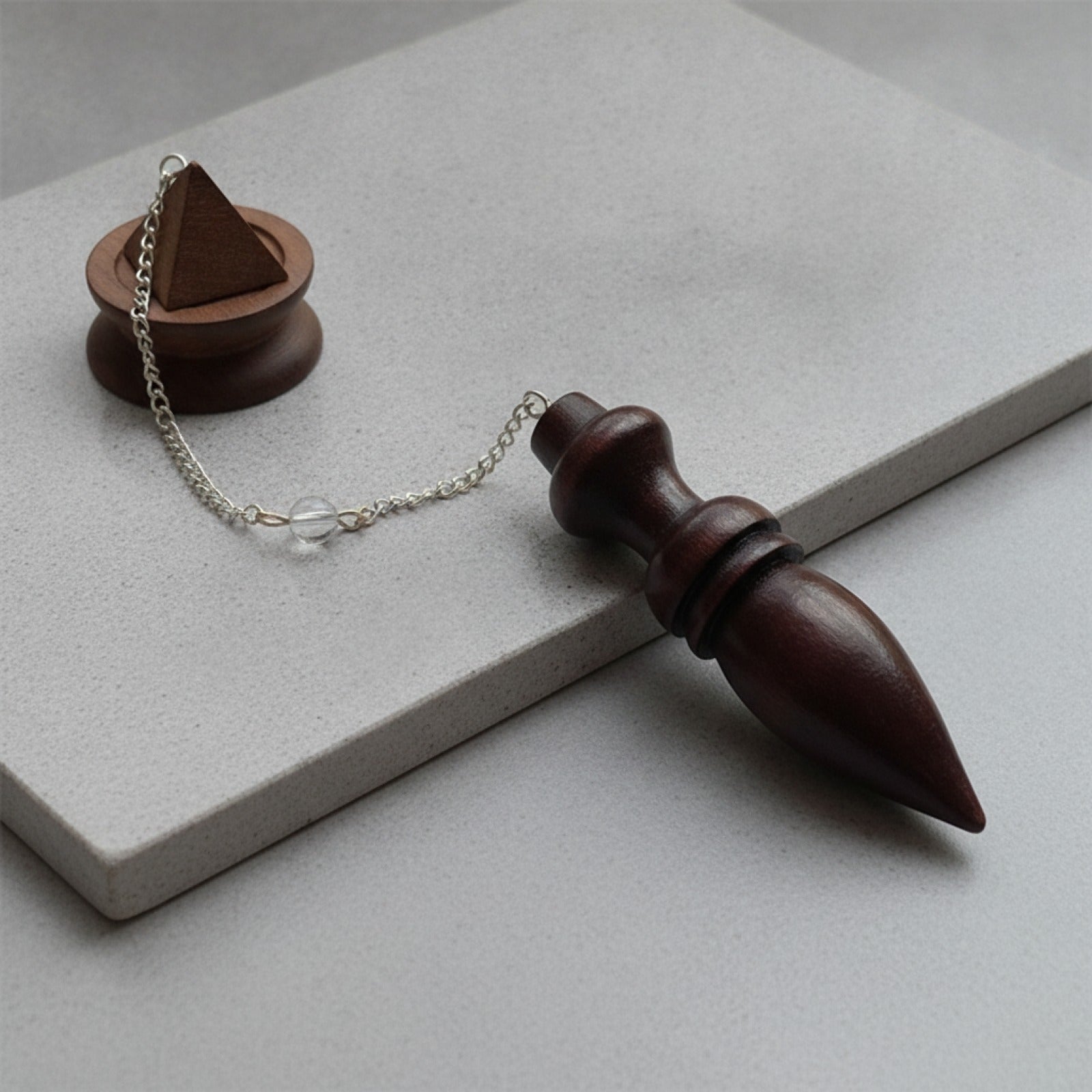 Pendule Spirituel en Bois Égyptien Naturel avec Témoin - Idéal Méditation & Radiesthésie