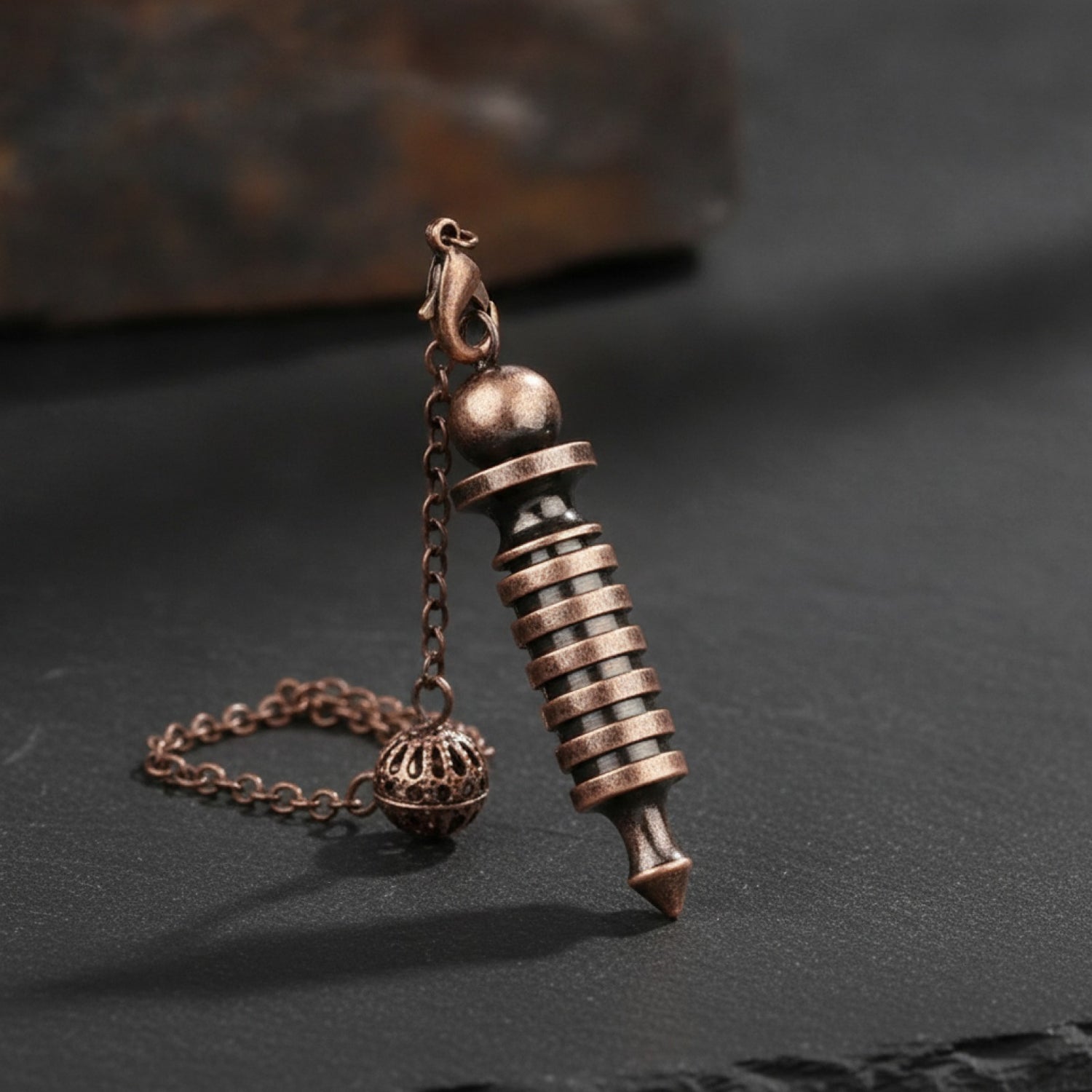 Pendule de Radiesthésie en Métal Bronze & Cuivre pour Reiki et Divination