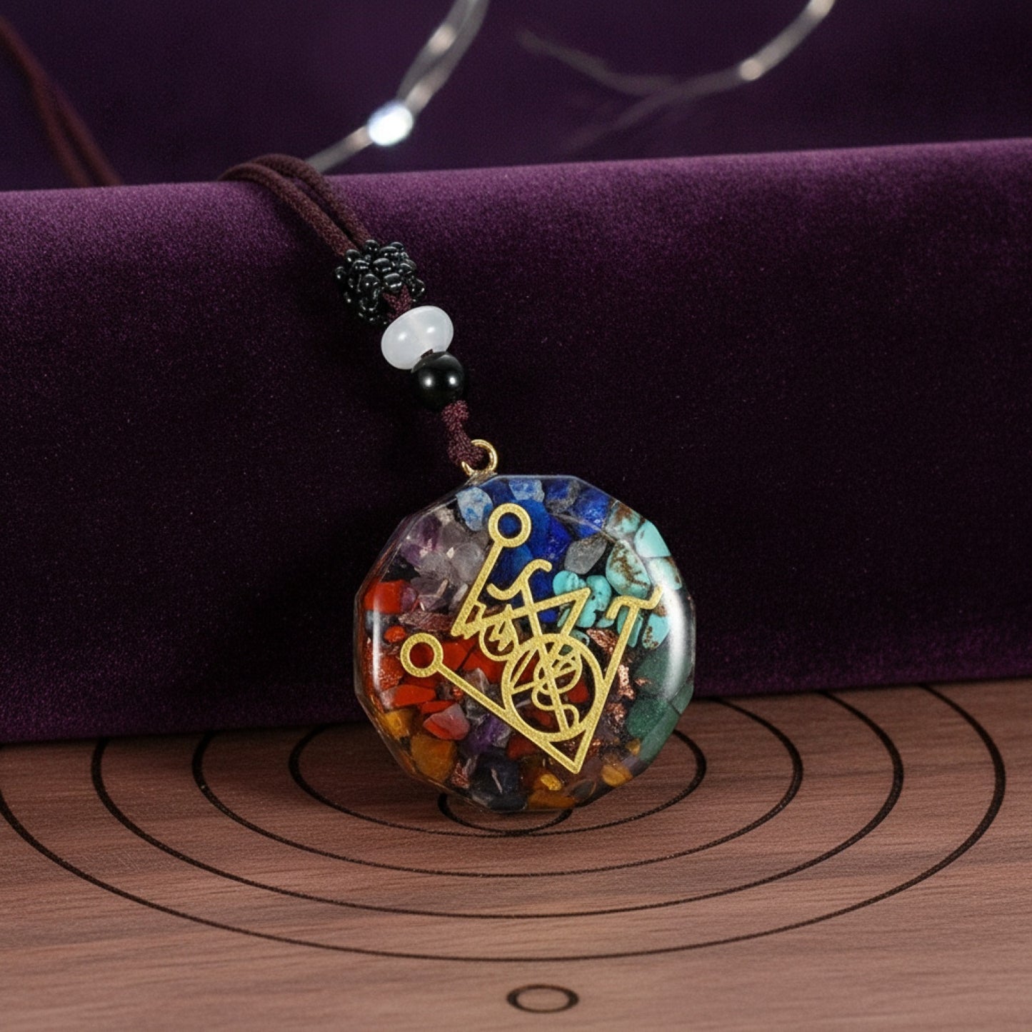 Pendule Énergétique Orgone Améthyste Turquoise Naturelle - Reiki & Chakra