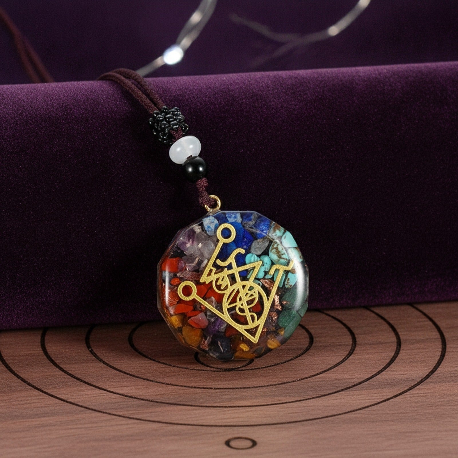 Pendule Énergétique Orgone Améthyste Turquoise Naturelle - Reiki & Chakra