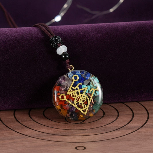 Pendule Énergétique Orgone Améthyste Turquoise Naturelle - Reiki & Chakra